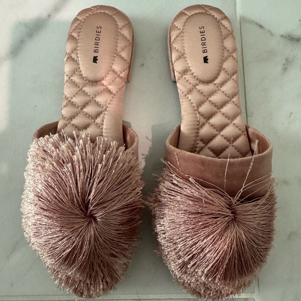 Birdies Women's Blush Fringe Slippers